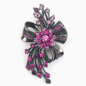 Rhinestone brooch pin lavalier 2.5"